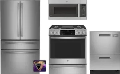 4 Piece Package Includes Refrigerator, Range, Microwave And Dishwasher